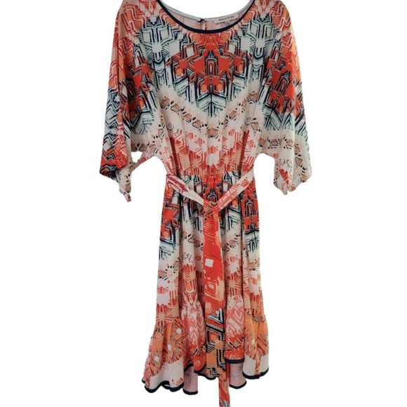 Jealous Tomato orange‎ abstract pattern hi-low dress Size L - Picture 1 of 8